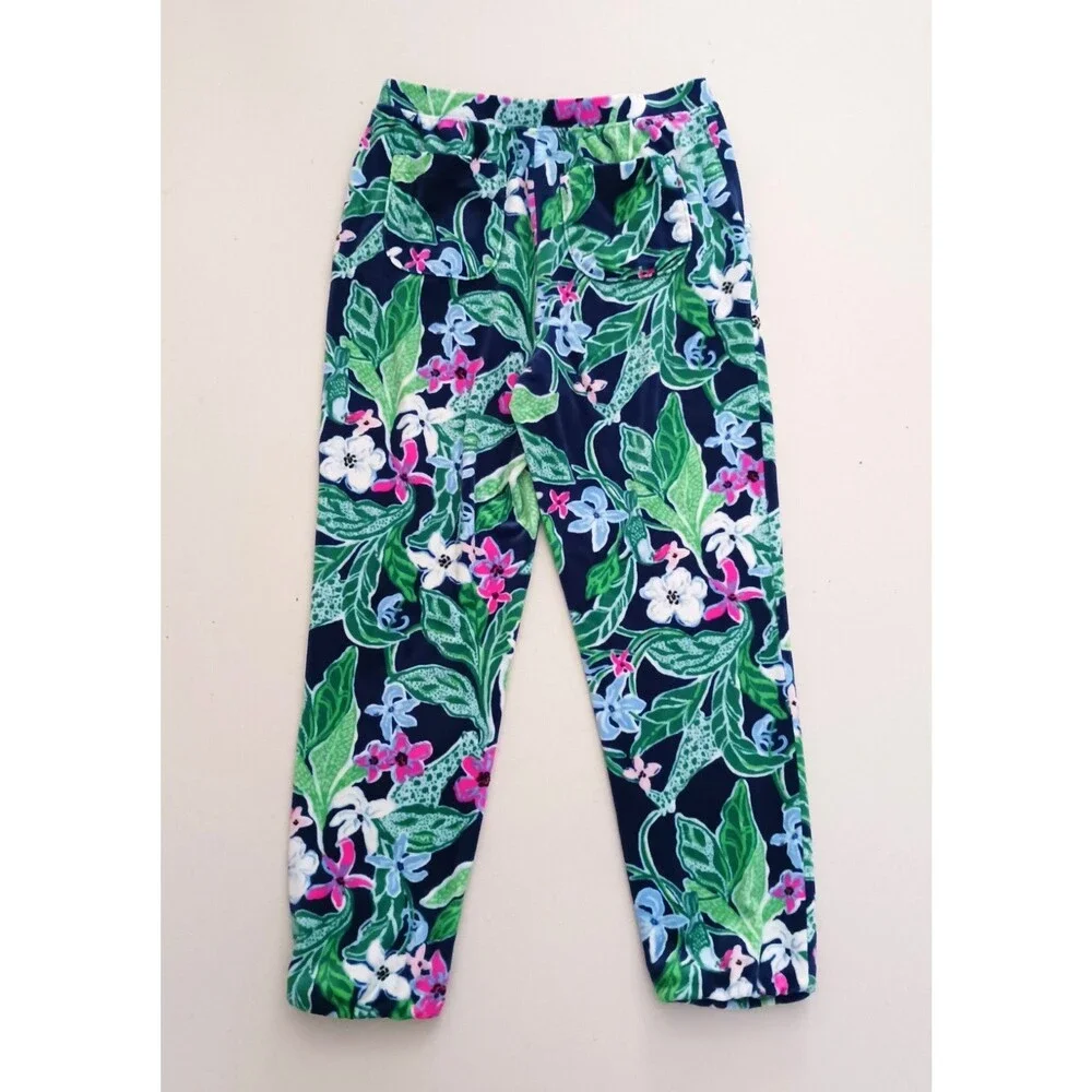 Lilly Pulitzer Velour Set Girls Little Skipper Popover /Mallie Pant L 9-10